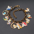 Enamel Unicorn Charm Bracelet Gold tone Adjustable