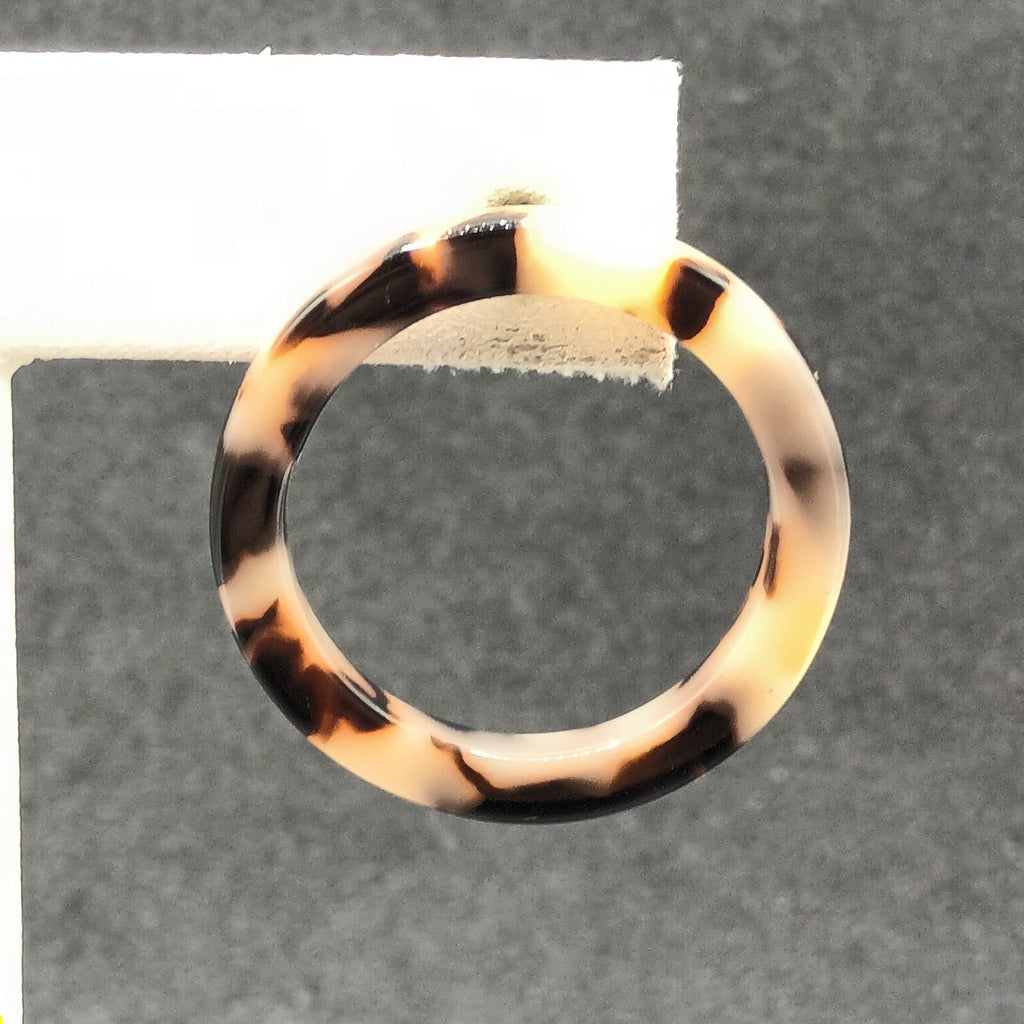 Pierced Earrings Brown Speckled Acrylic Open Circle Hoop Drop 1 1/8"