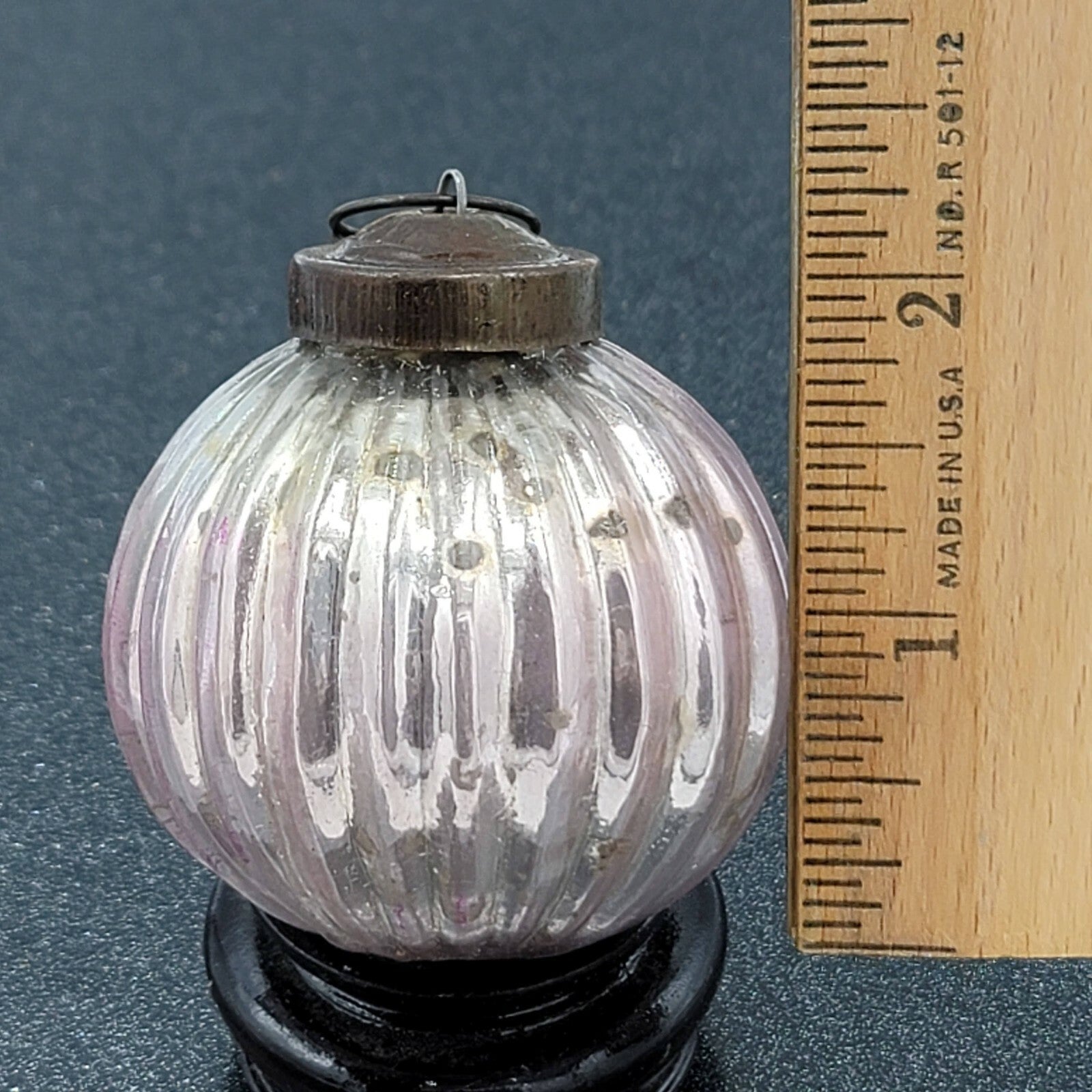 Vintage Glass Kugel Style Purple Ball Christmas Tree Ornament 2"