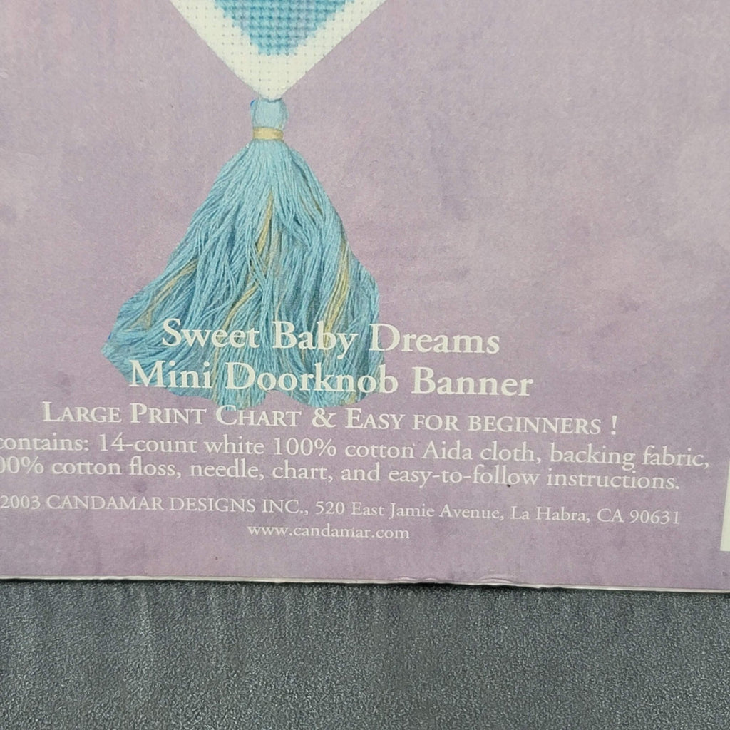 VTG CANDAMAR DESIGNS DREAMING SWEET BABY DREAMS 51466 DOORKNOB BANNER NEW 2003