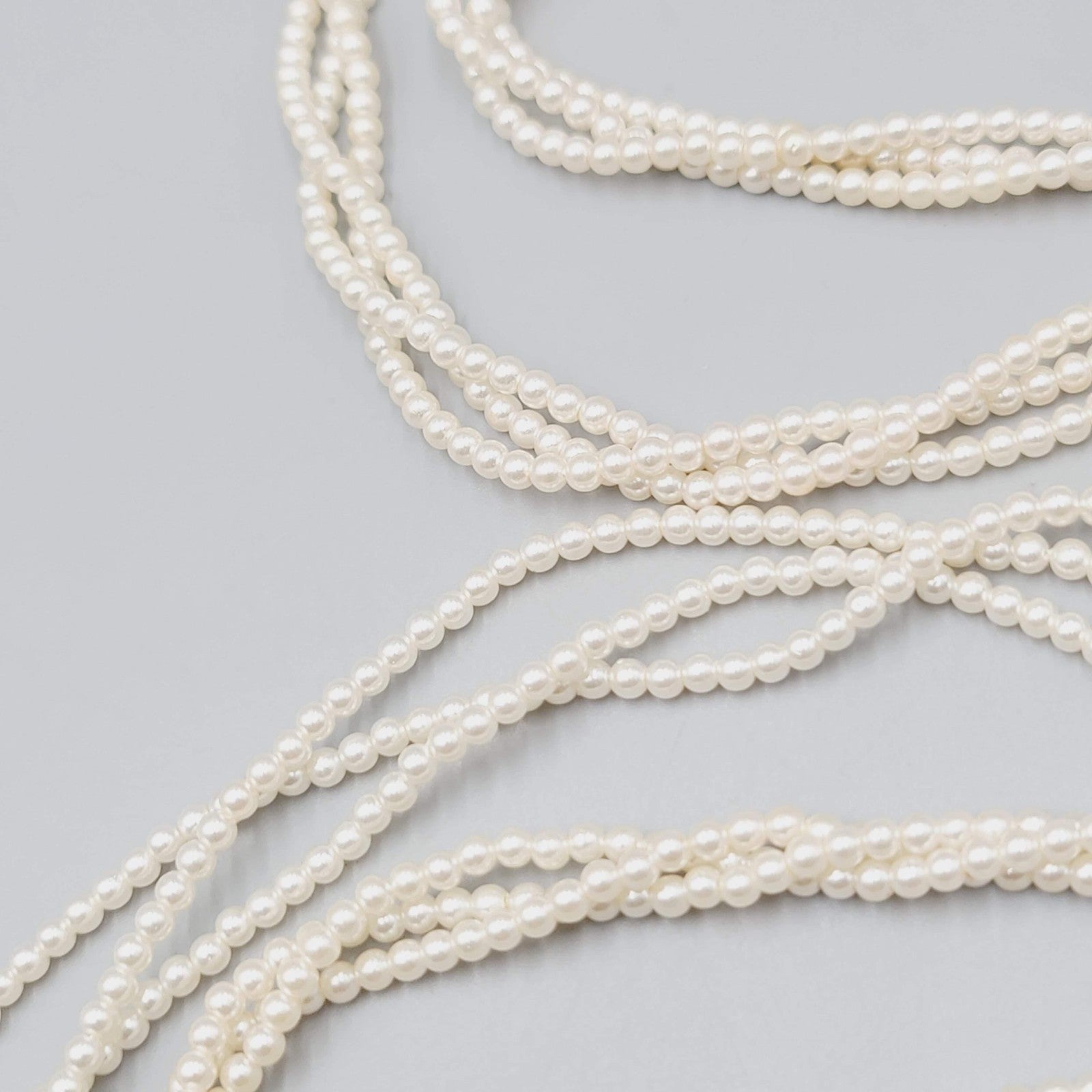 Vintage Multi-Strand Simulated Pearl Necklace 56" Beaded Clasp Elegant Jewelry