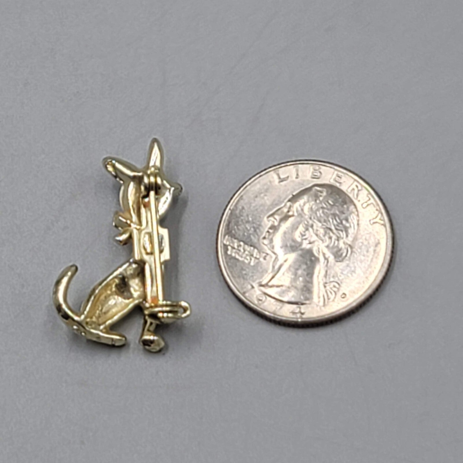 Vintage Scatter Pin Dog Cat Gold tone Enamel 1 1/8"