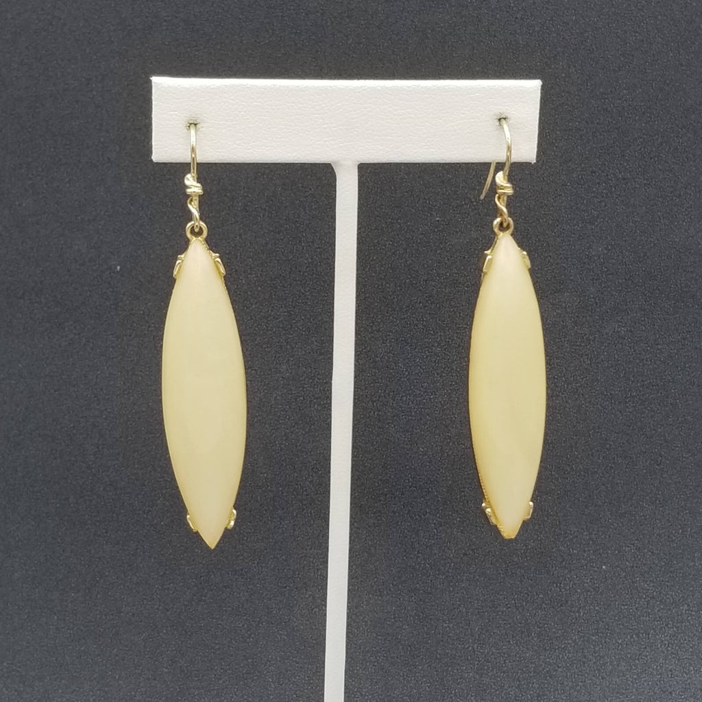Pierced Earrings Gold tone Shimmer Acrylic Dangle 2.25"