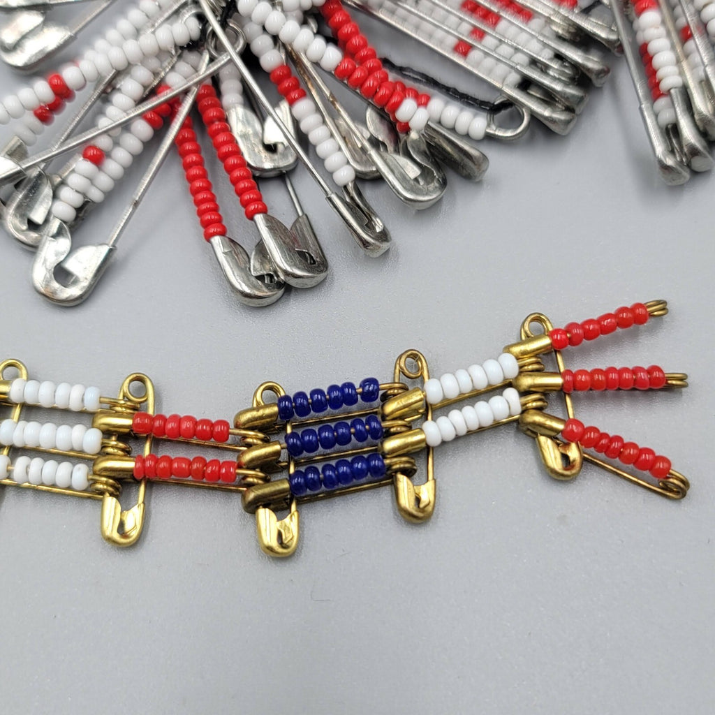 Vintage Beaded Safety Pins Pin Seed Beads Jewelry Crafts Crafting