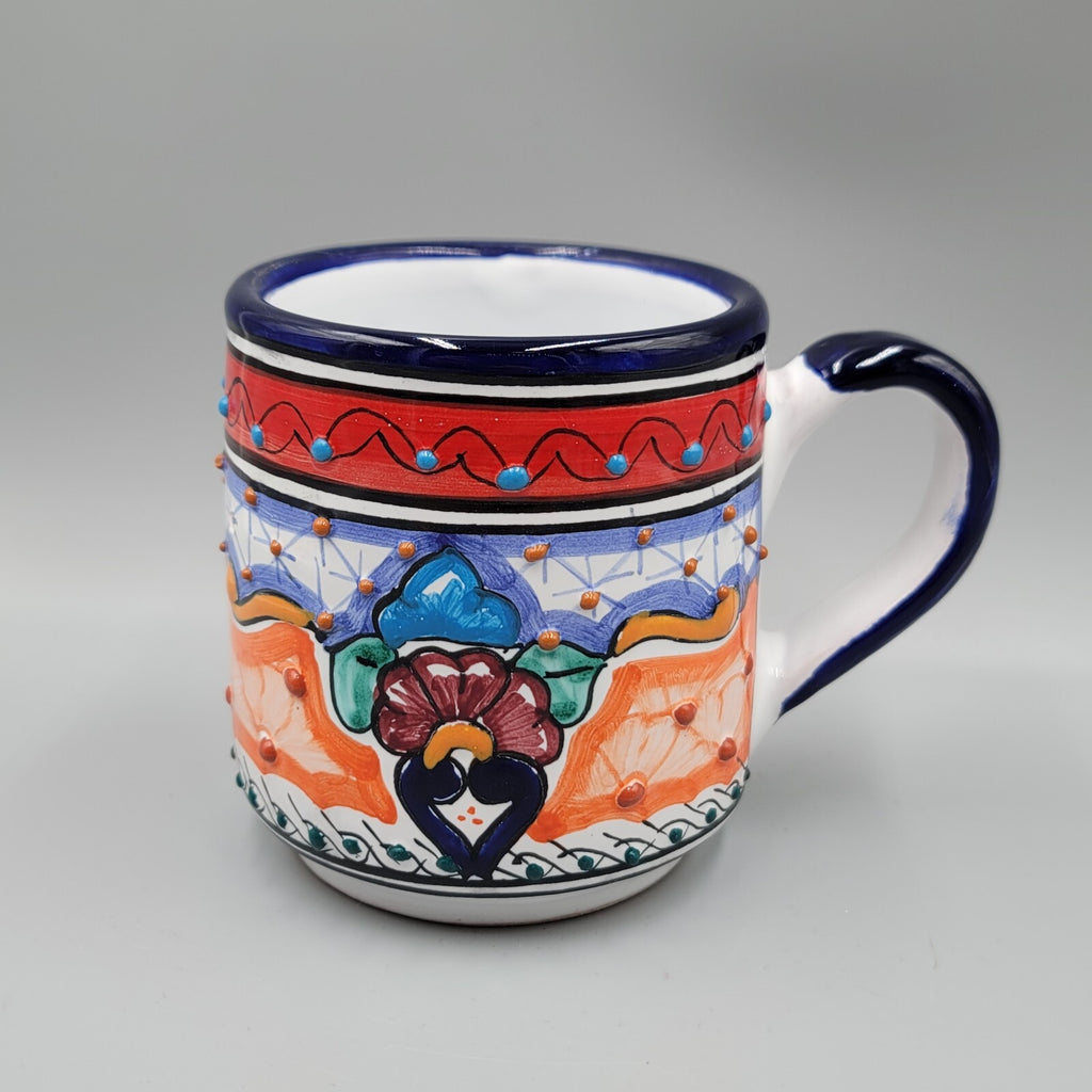 Talavera Pottery Coffee Mug Mexico Mexican Ceramic Hand Painted Red