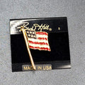 New Signed Birch Hill Brooch American Flag Enamel Gold Tone Pin Patriotic 2 in