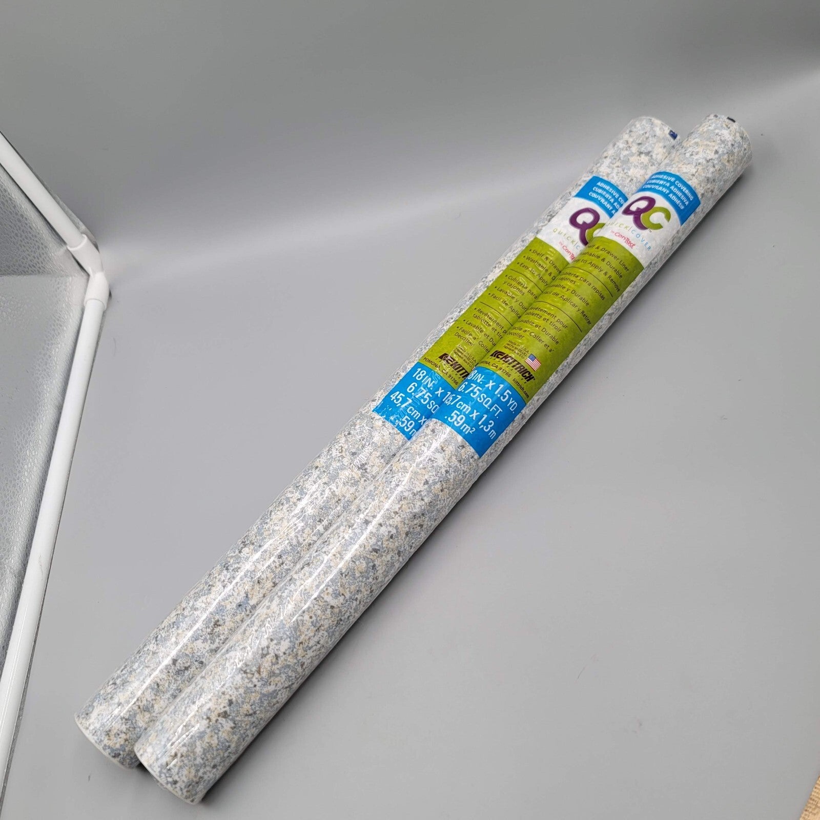 Vtg Contact Paper Quick Cover Silver Granite Lot of 2 Rolls 18 in x 1.5 yd each