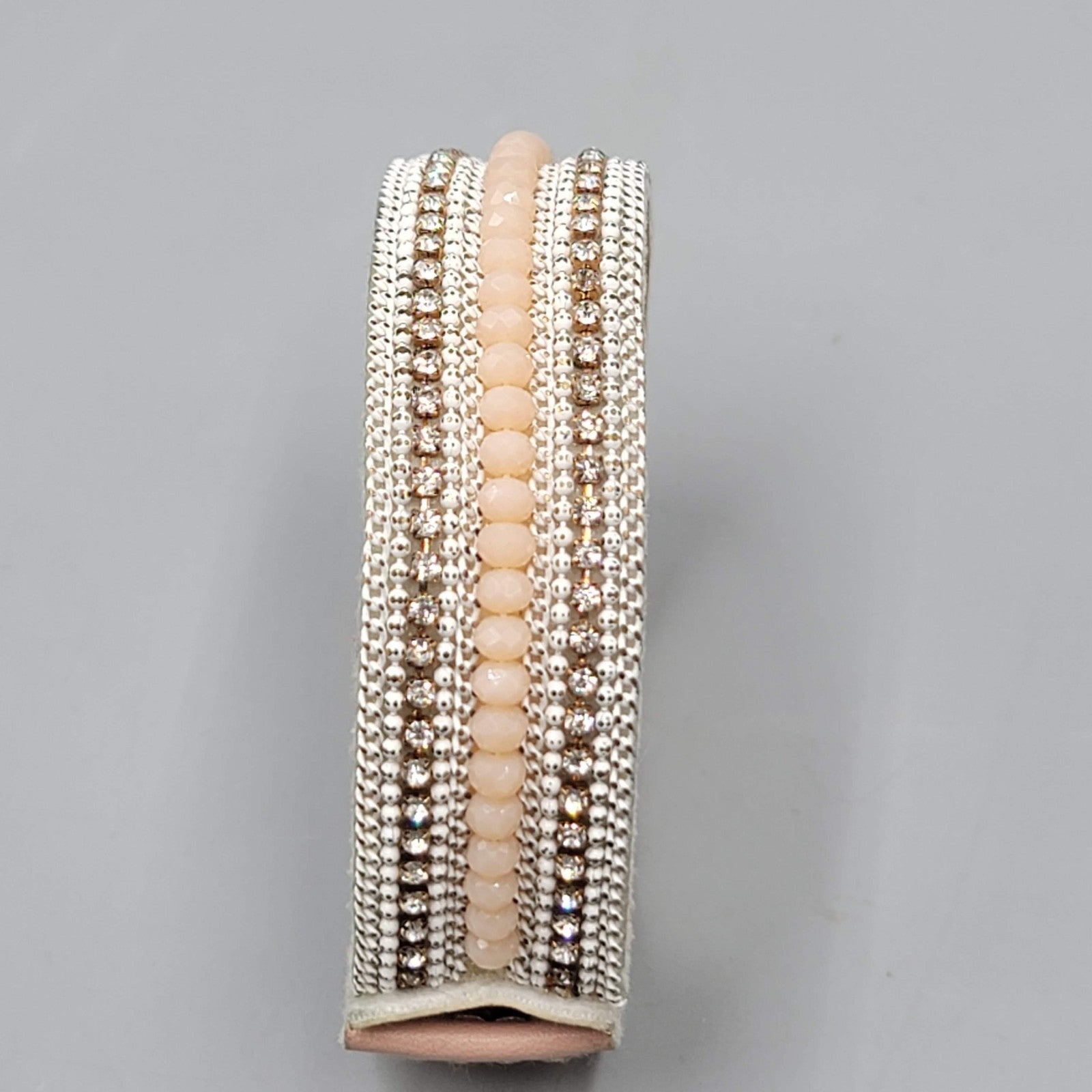 Yik Fung Pink Leather Cuff Bracelet Snap Closure  7 in