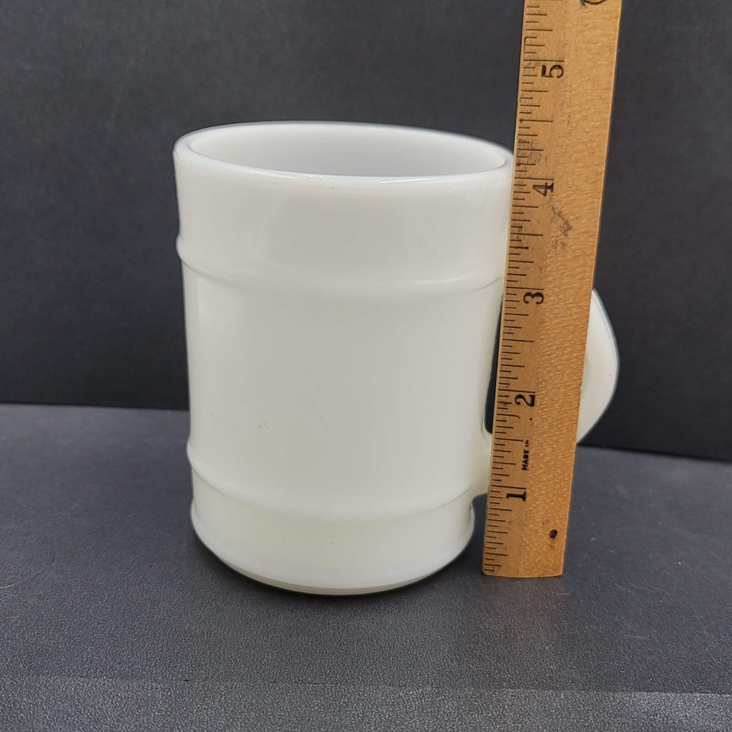 Vintage Oven Proof Anchor Milk Glass Coffee Mug Ribbed Design
