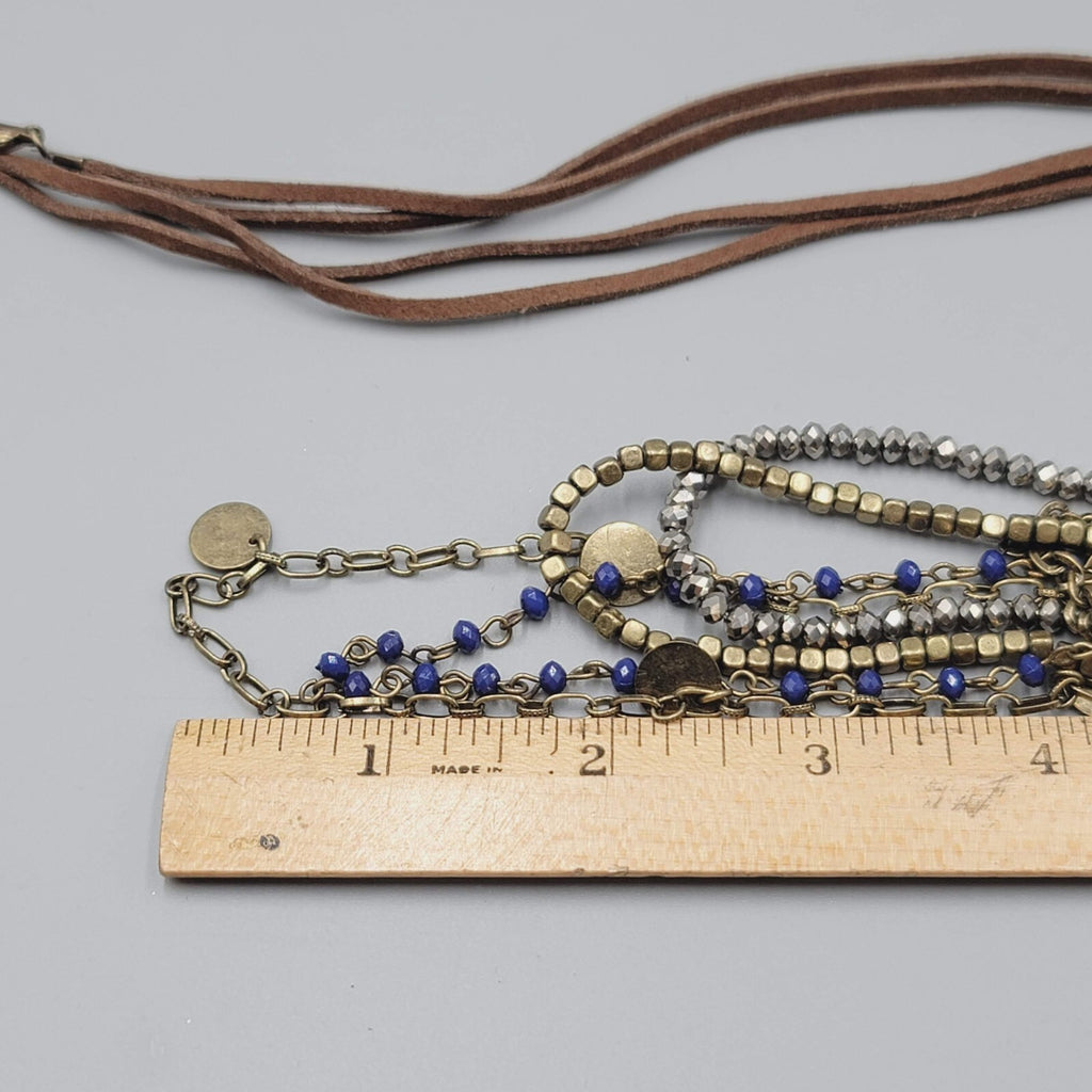 Extra Long Necklace Multi Strand Crystal Bead Layered 30"