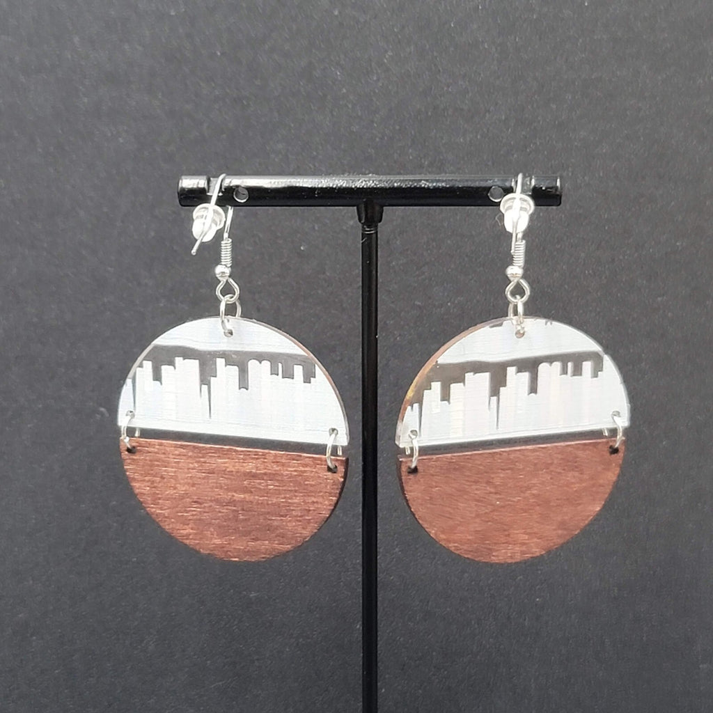 Pierced Earrings Wood and Resin Book Lovers Shelf Modernist Dangle 1 5/8"