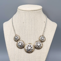 Disc Statement Necklace Two Toned Metals 16"-18"