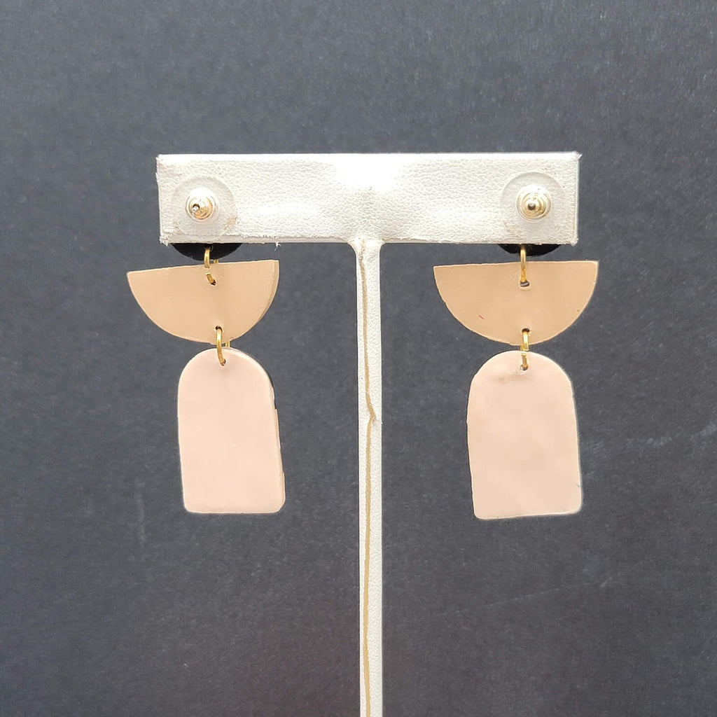 Pierced Earrings Polymer Clay Geometric Dangle 2 1/8"