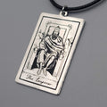 The EMPEROR Tarot Card Pendant Necklace Major Arcana Silver tone Black Cord 18" 
