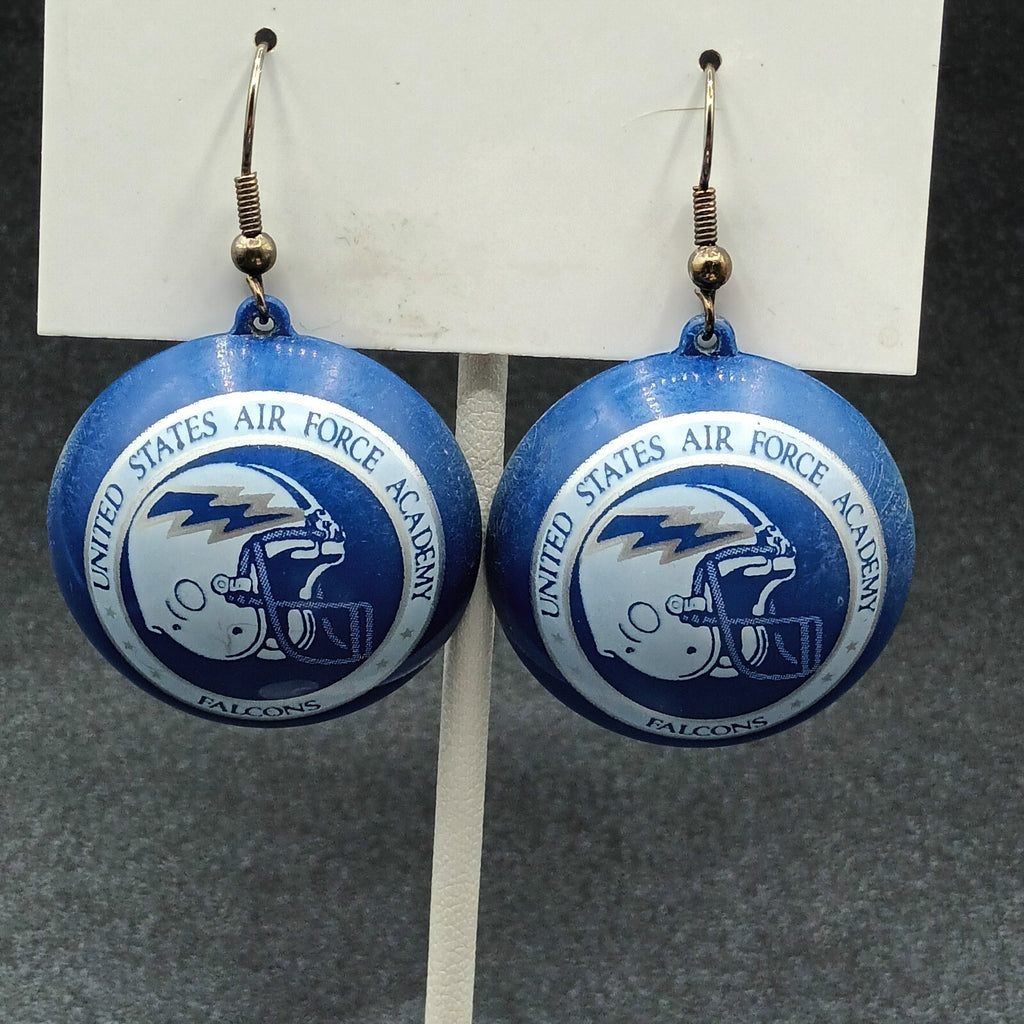 Lot of 4 Pairs Pierced Earrings Blue White US Air Force Academy Falcons Football