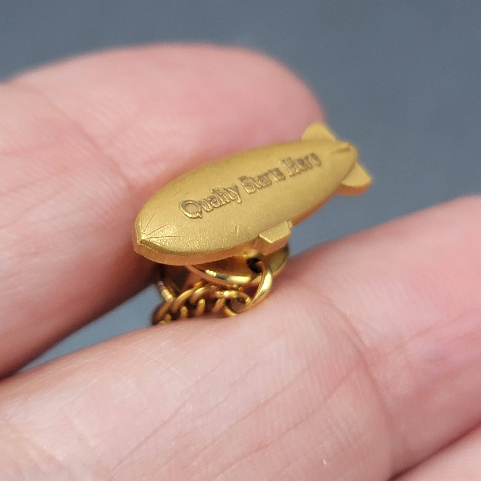 Goodyear Blimp Quality Starts Here Tie Pin Tack Gold Plated
