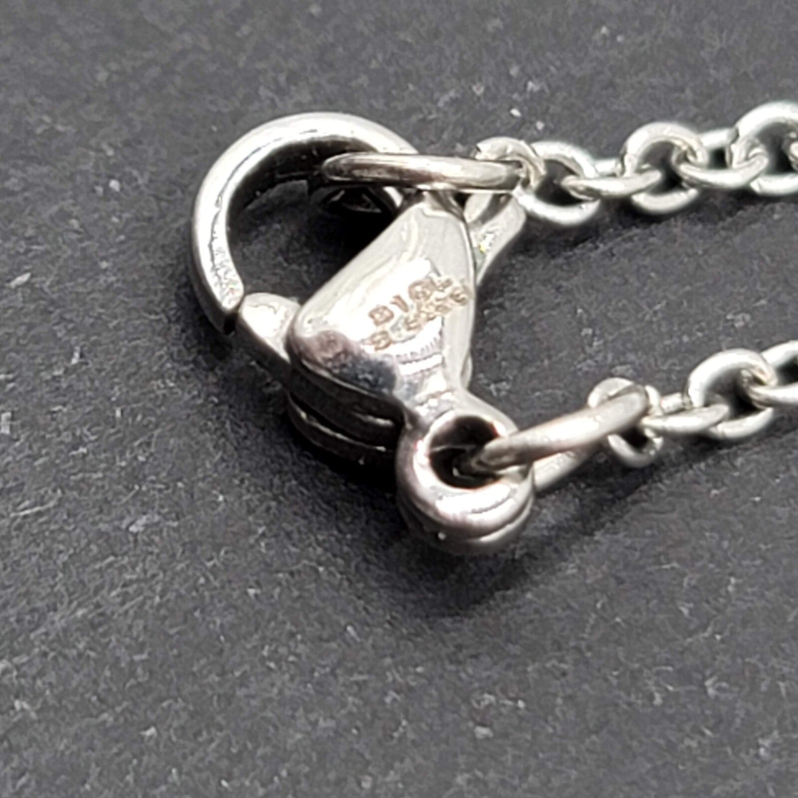 Bird Necklace Silver tone Black Clear Crystal Rhinestones Pendant 20"