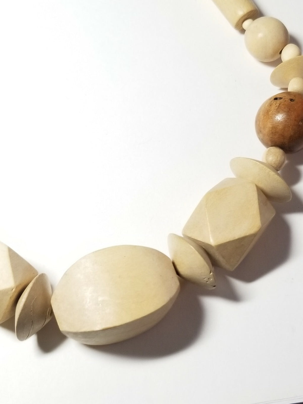 Wood Bead Necklaces Wooden Chunky Strand Light Tan Earth Tones 22"