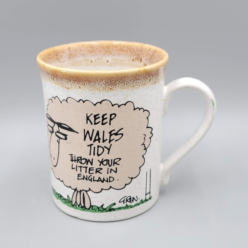 Wales Is Woolly Gren Sheep Cartoon Coffee Mug Keep Wales Tidy Made in Wales