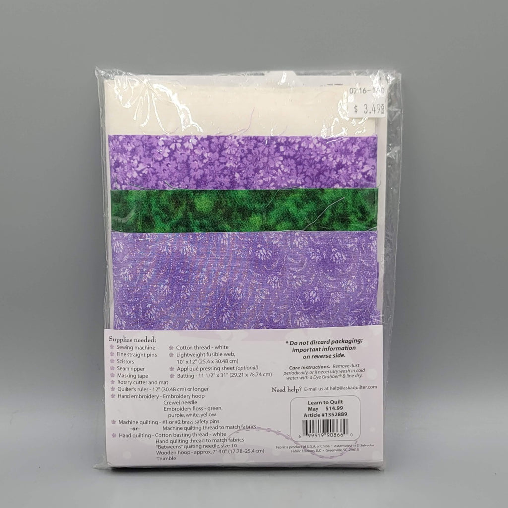 Learn To Quilt Wall Hangings Kit May Violets Purple Flowers Roberta Elliot