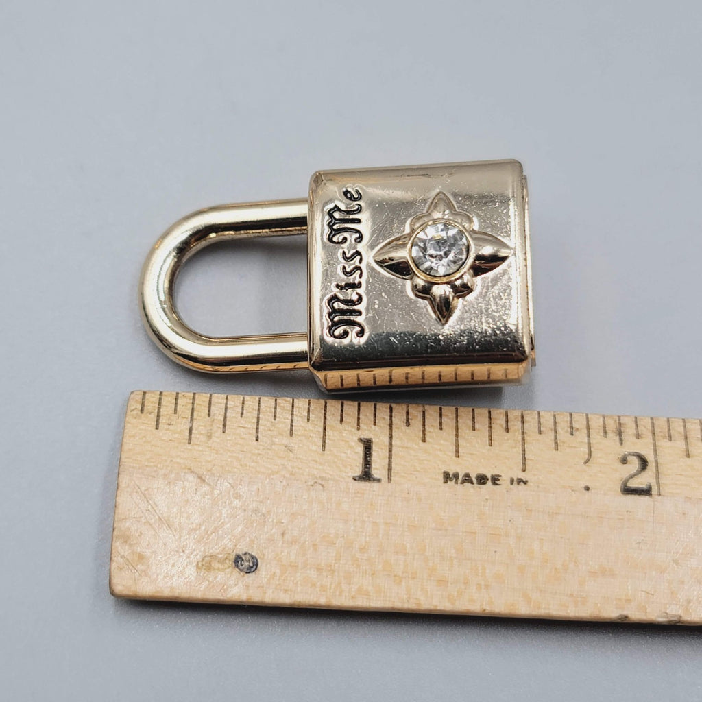 Miss Me Gold tone Rhinestone PADLOCK (NO KEY)