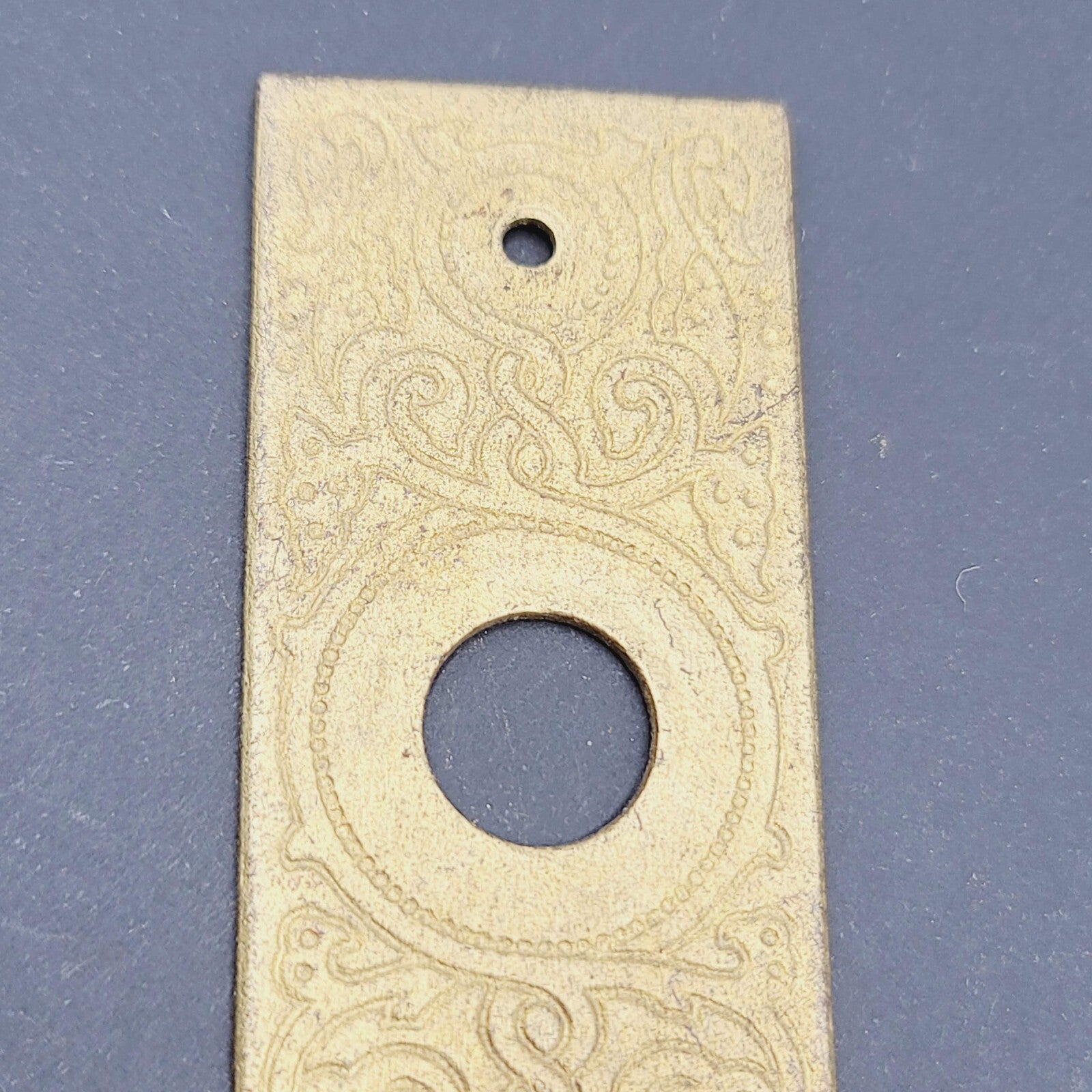 Vintage Cast Iron Painted Gold Doorknob Back Plate 5 1/2" x 1 3/8"