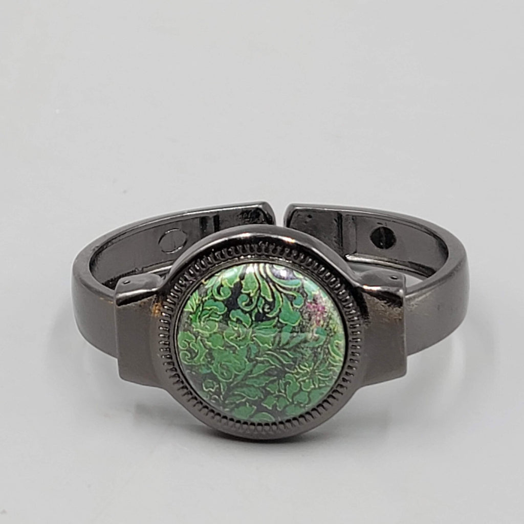 Magnabilities Beaded Hinged Cuff Gunmetal Gray Bracelet Pre-Owned