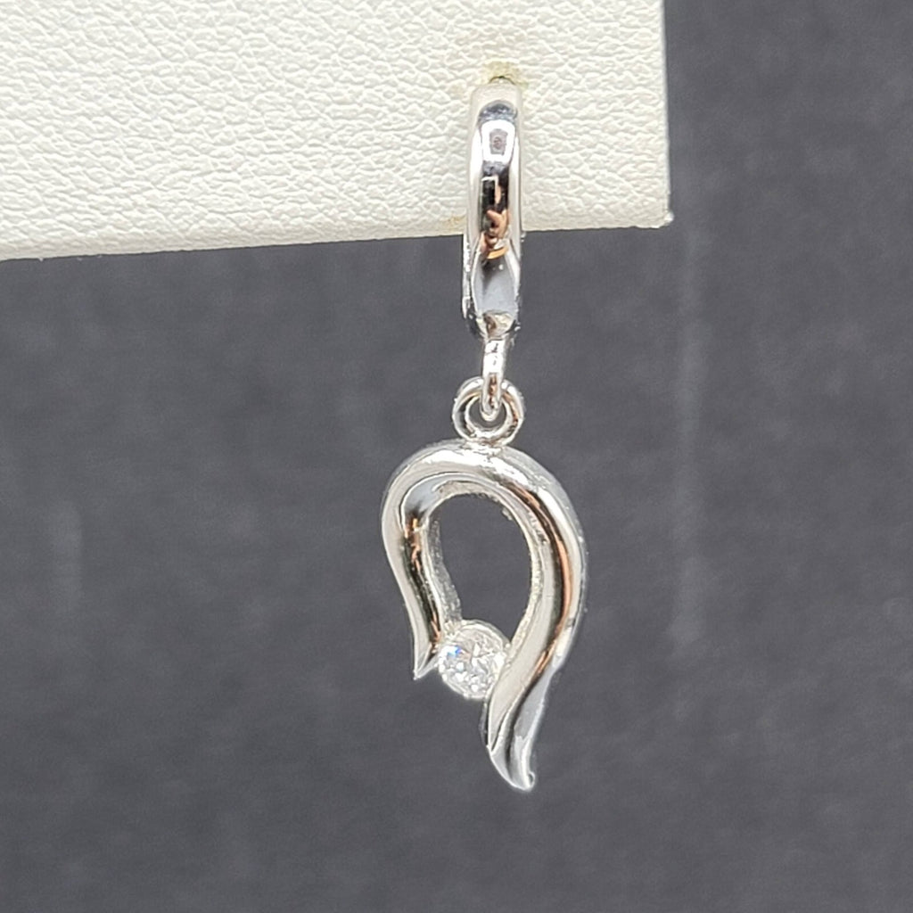 Pierced Earrings Silver tone Crystal Huggie Hoops Dangle 3/4"