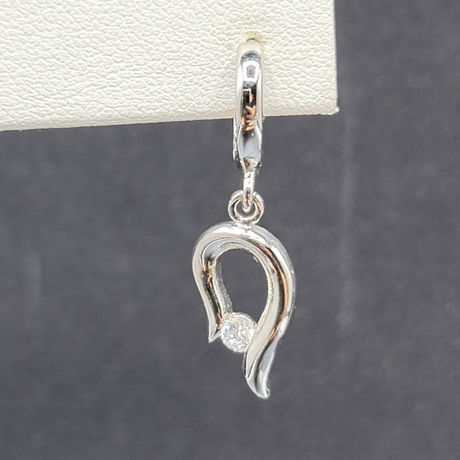 Pierced Earrings Silver tone Crystal Huggie Hoops Dangle 3/4"