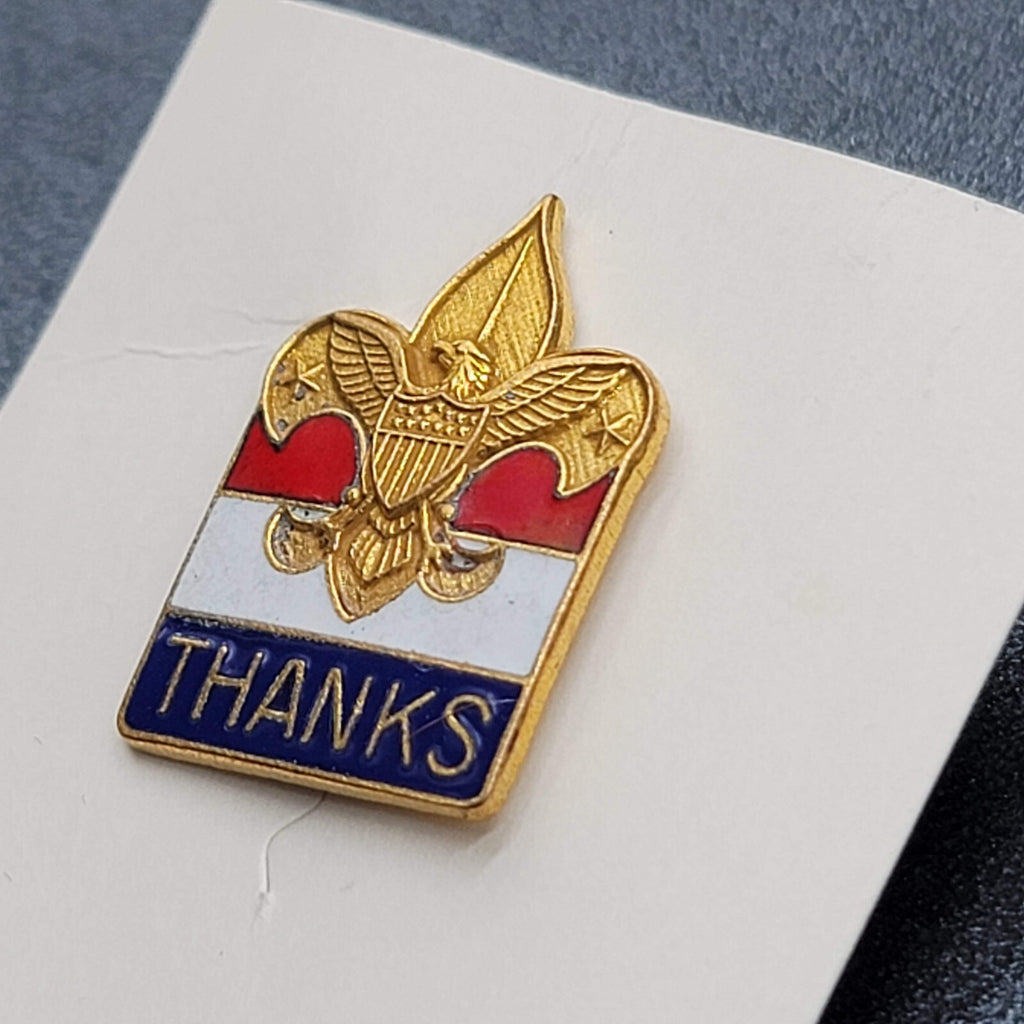 Boy Scouts Of America Thanks Pin Red White Blue Gold tone 1"