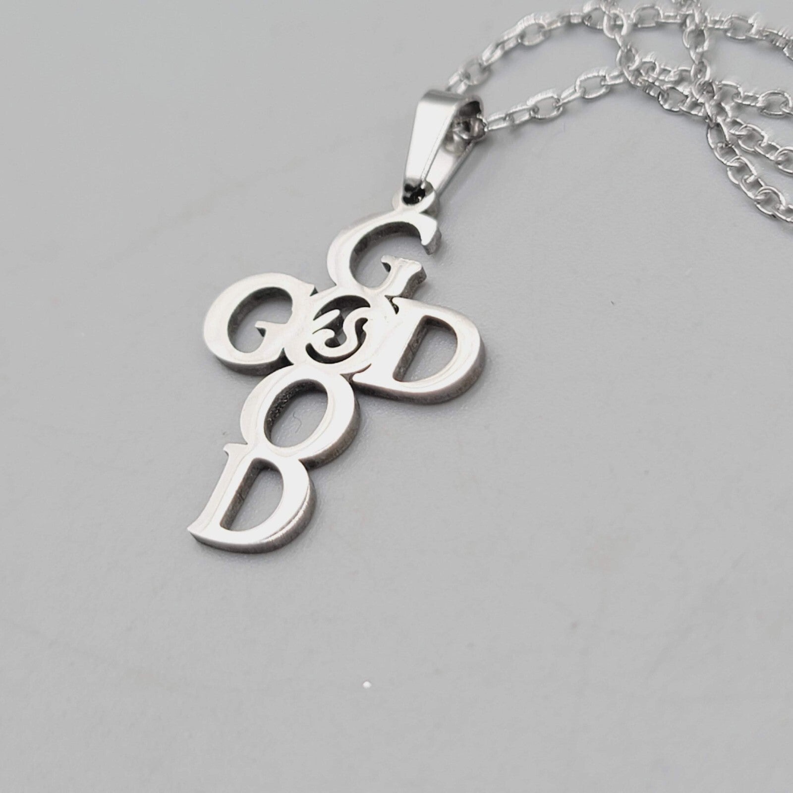 God is Good Cross Pendant Necklace Silver tone New Chain 18"+