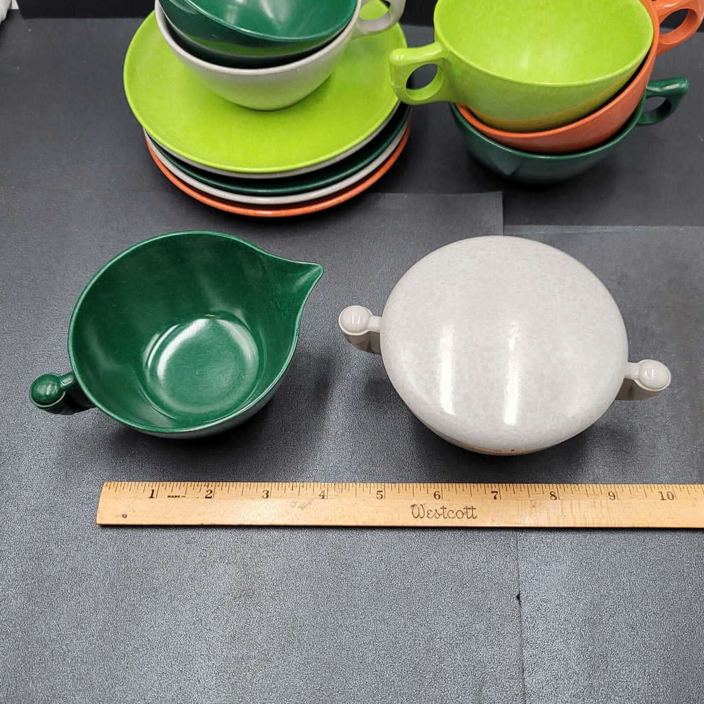Vtg Melmac Coffee Cups Color Flyte by Branchell Creamer Sugar Saucers 12 pc
