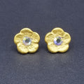 Pierced Earrings Gold tone Glower Aurora Borealis Crystal Stud 3/4'