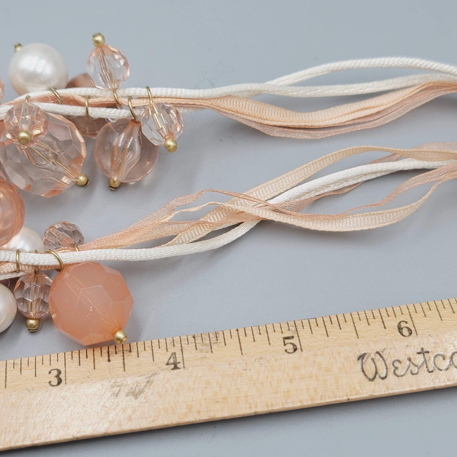 Robert Rose Necklace Large Peach Bauble Bead Statement  18"+