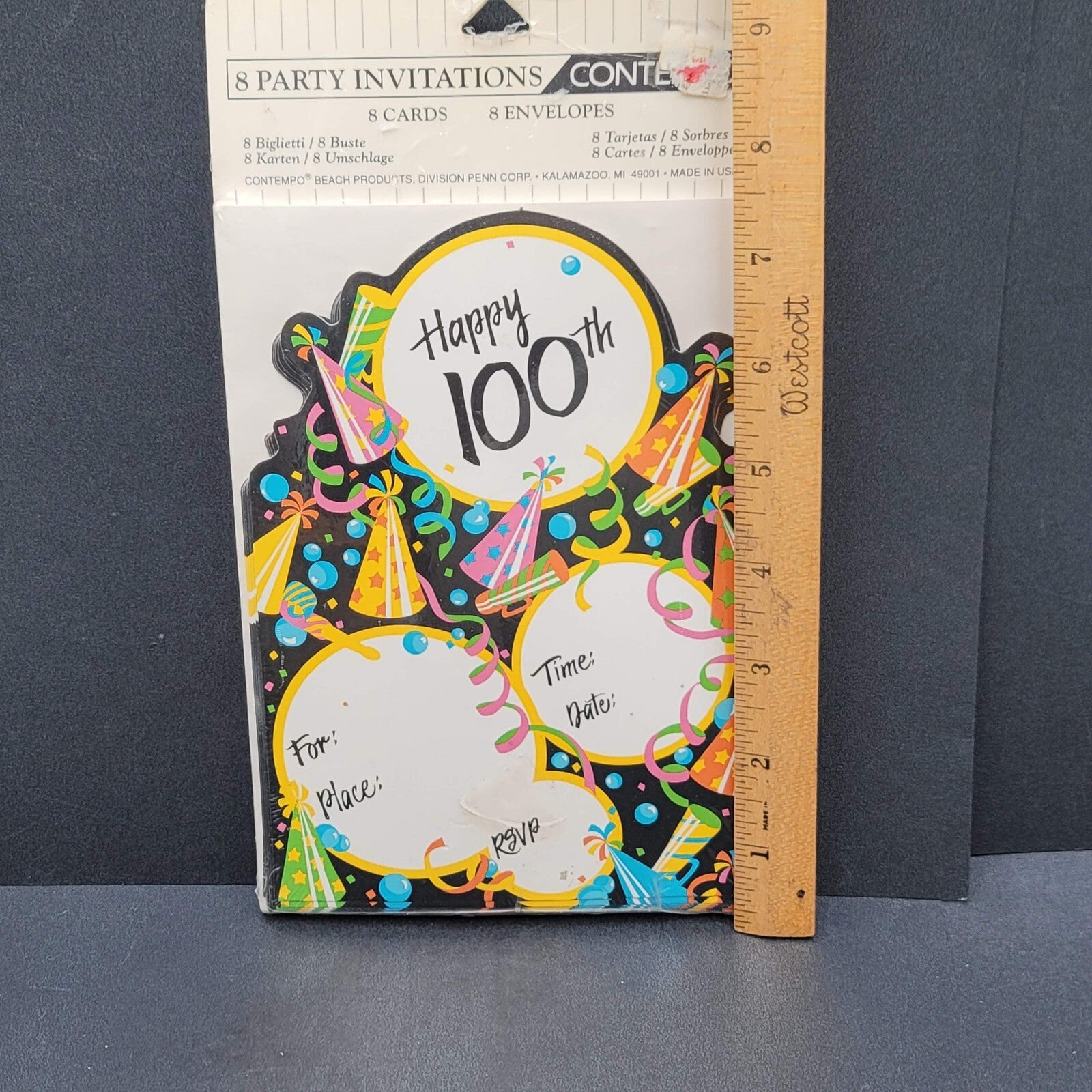 Vintage 100th Birthday Party Invitations New Old Stock Contempo Beach USA