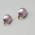Vintage Purple Satin Round Clip on Earrings Gold tone 3/4"