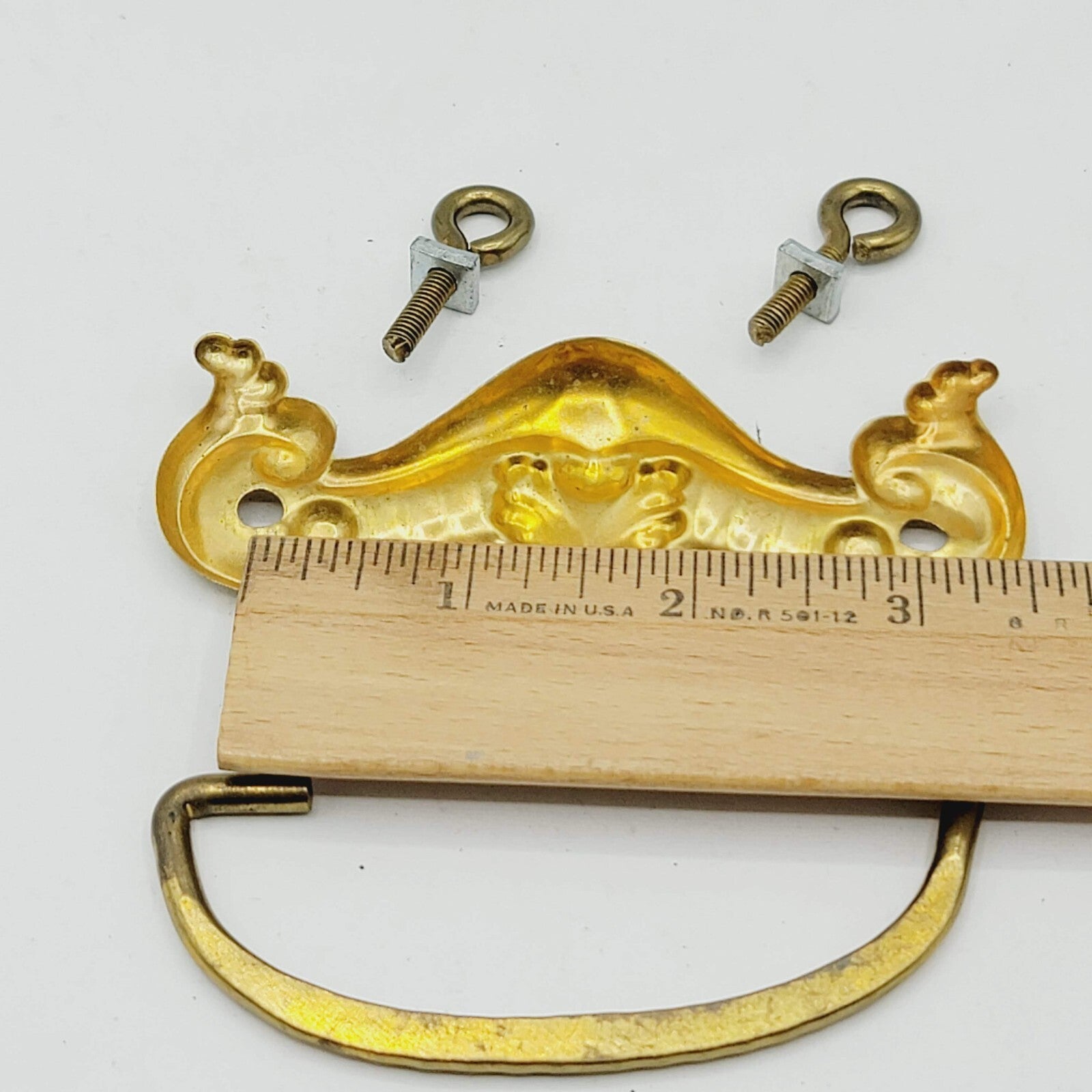 Vintage Brass Drawer Bail Pull Salvage Hardware Reclaimed 3"