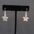 Pierced Earrings Silver tone American Flag Star Dangle 3/4"