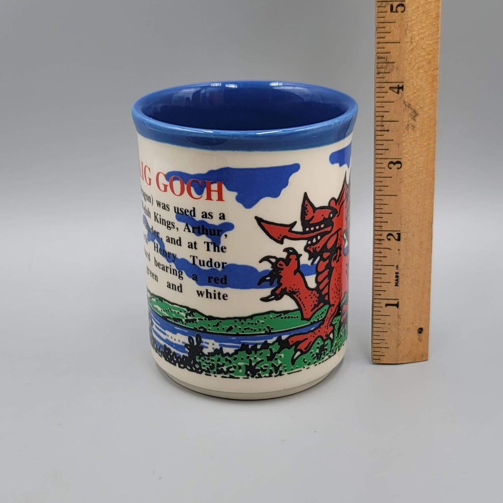 Vintage Y DDRAIG GOCH Red Dragon Crest Coffee Mug WALES Stoneware Britain