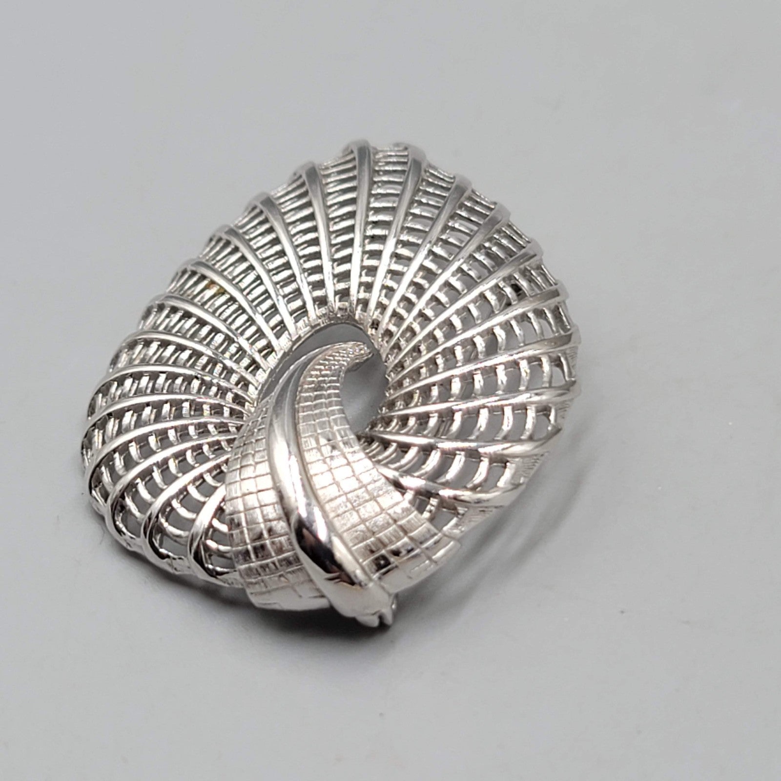 Vintage Brooch Signed Judy Lee Textured Silver Tone Pin 2 in