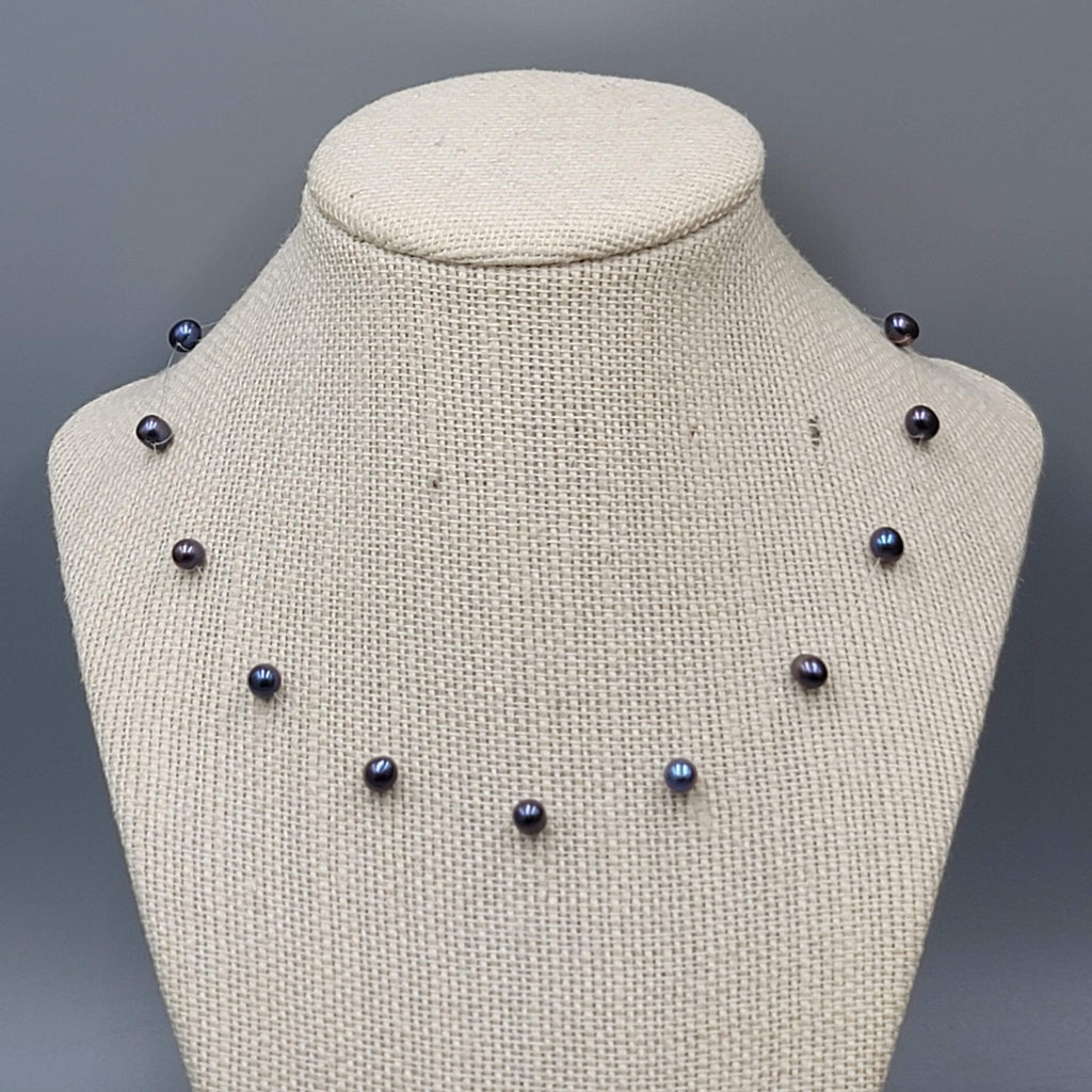 Floating Peacock Pearl Station Necklace 16"