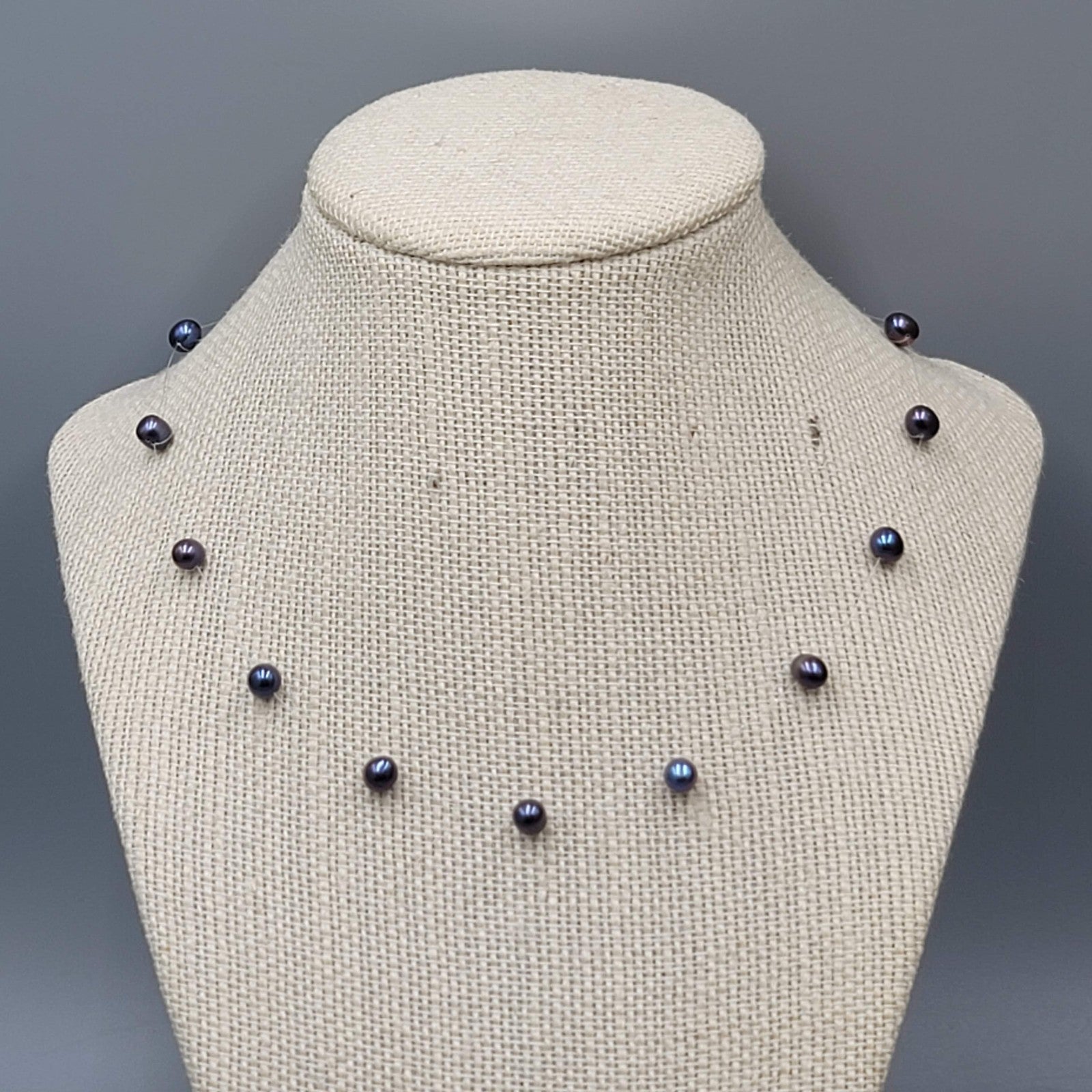Floating Peacock Pearl Station Necklace 16"