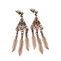 Copper tone Dangle Chandelier Pierced Earrings 2 3/8"