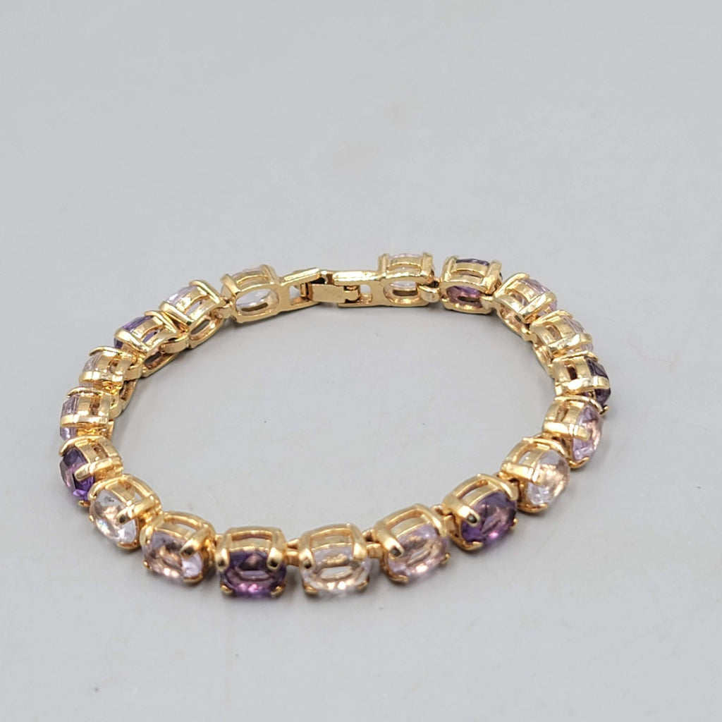 Vintage Purple Crystal Tennis Bracelet 6.75 in
