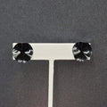 Vintage Pierced Earrings Black Enamel Wavy Round Studs 5/8"