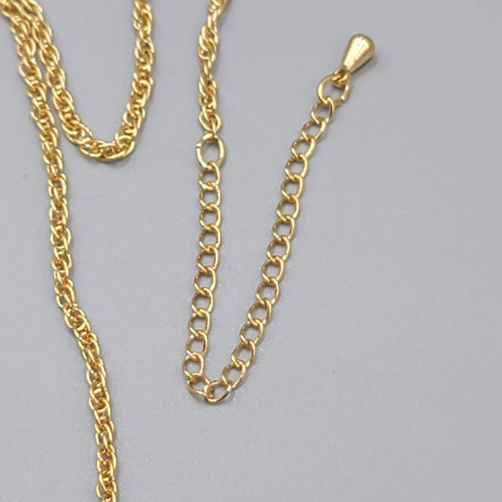 Long Dainty Pearl Necklace Gold Plated Mesh Clover Station 40"-42"