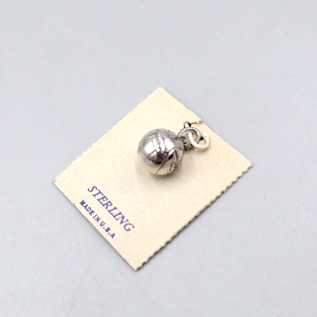 Small Basketball Vintage Sterling Silver Bracelet Charm Pendant 3/8"