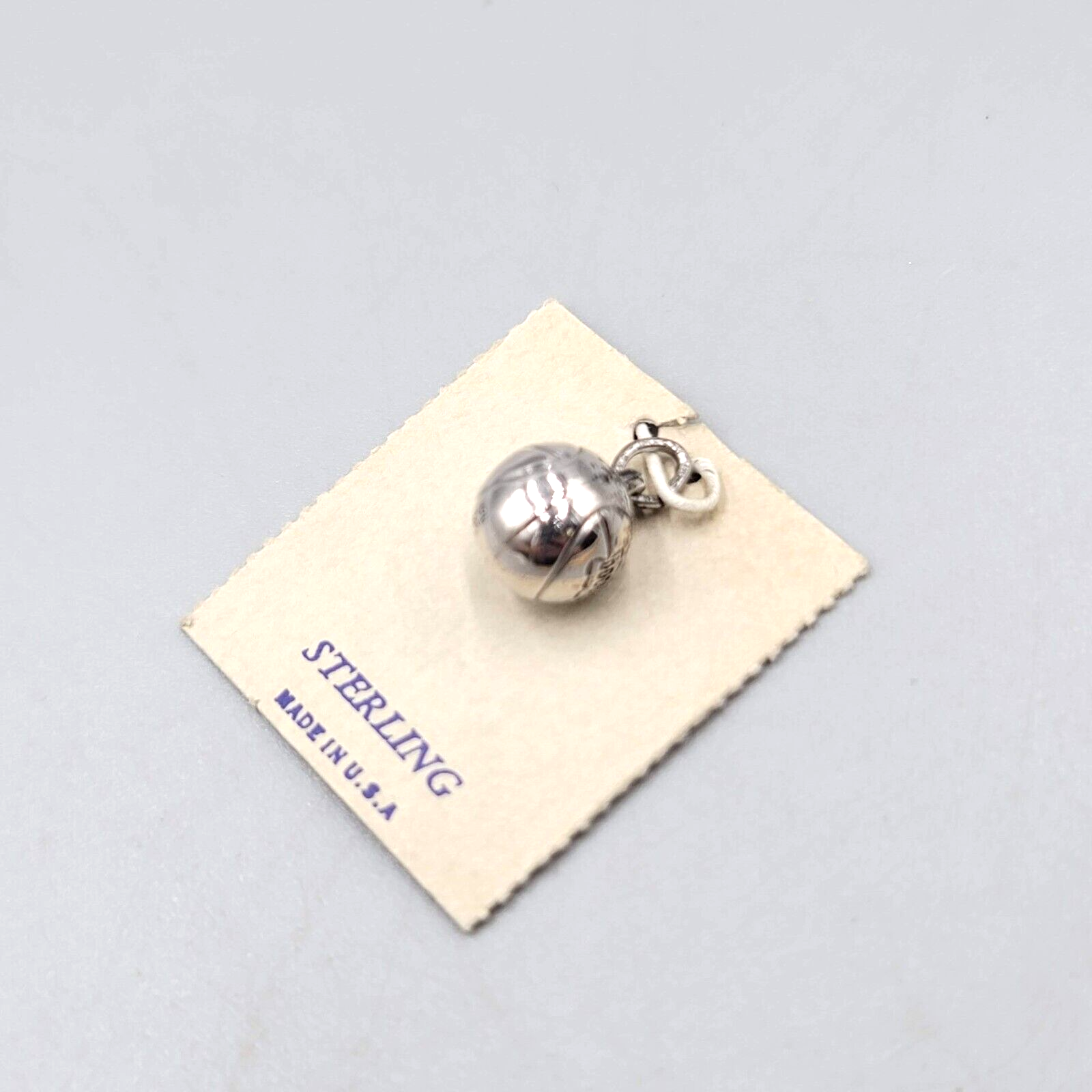 Small Basketball Vintage Sterling Silver Bracelet Charm Pendant 3/8"