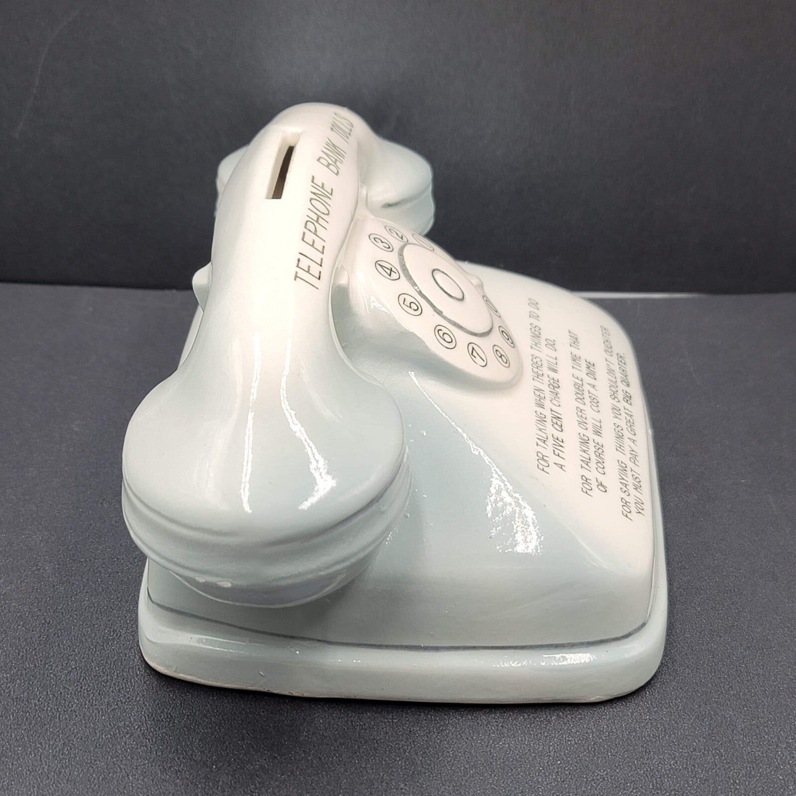 Vintage Ceramic Telephone Bank Tolls Rotary 7" x 5" No stopper