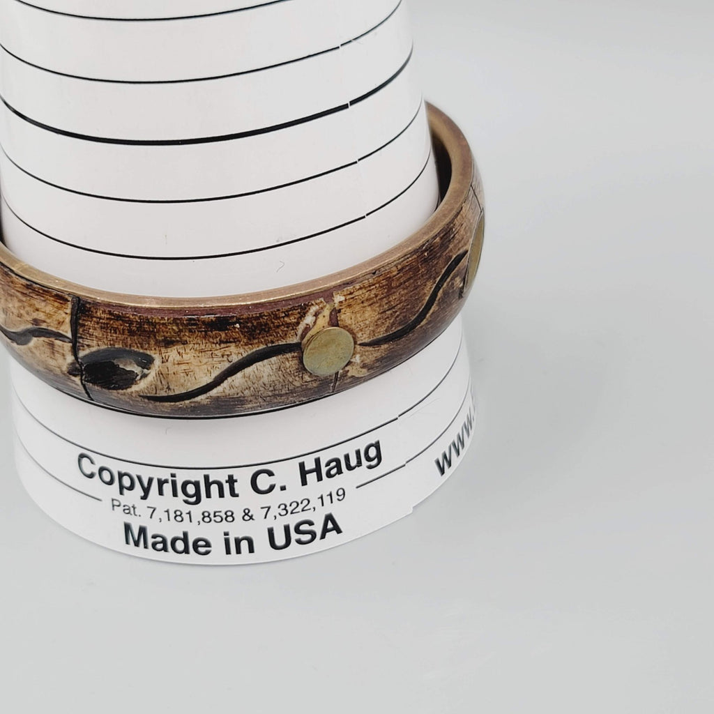 Vintage Bangle Bracelet Bovine Cow Bone Brass Inlay Made in India